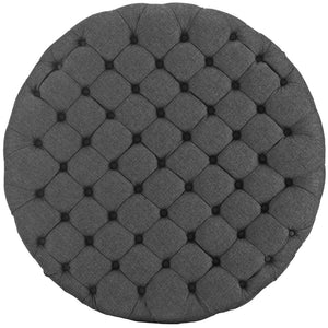 Modway Furniture Amour Round Tufted Fabric Ottoman - Versatile Accent Piece for Modern Living Spaces & Comfort Gray EEI-2225-GRY