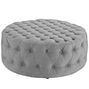 Modway Furniture Amour Round Tufted Fabric Ottoman - Versatile Accent Piece for Modern Living Spaces & Comfort Light Gray EEI-2225-LGR