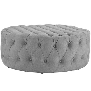 Modway Furniture Amour Round Tufted Fabric Ottoman - Versatile Accent Piece for Modern Living Spaces & Comfort Light Gray EEI-2225-LGR