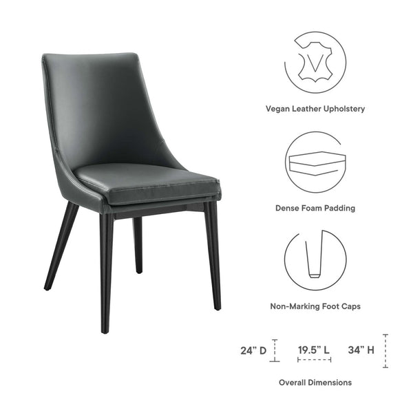 Modway Furniture Viscount Vegan Leather Dining Chair - Modern Minimalist Design with Comfort for Any Space Gray EEI-2226-GRY