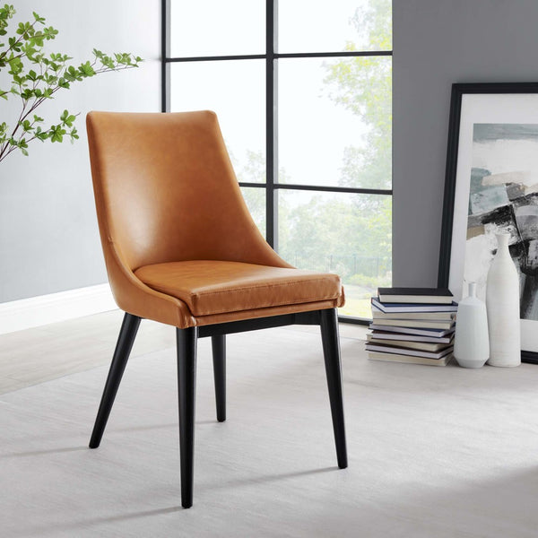 Modway Furniture Viscount Vegan Leather Dining Chair - Modern Minimalist Design with Comfort for Any Space Tan EEI-2226-TAN