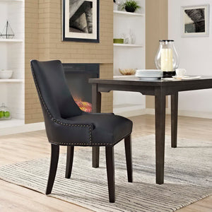 Modway Furniture Marquis Vegan Leather Dining Chair - Elegant Hourglass Design with Durable Comfort for Any Space Black EEI-2228-BLK