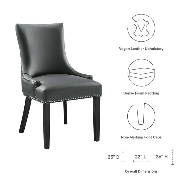 Modway Furniture Marquis Vegan Leather Dining Chair - Elegant Hourglass Design with Durable Comfort for Any Space Gray EEI-2228-GRY