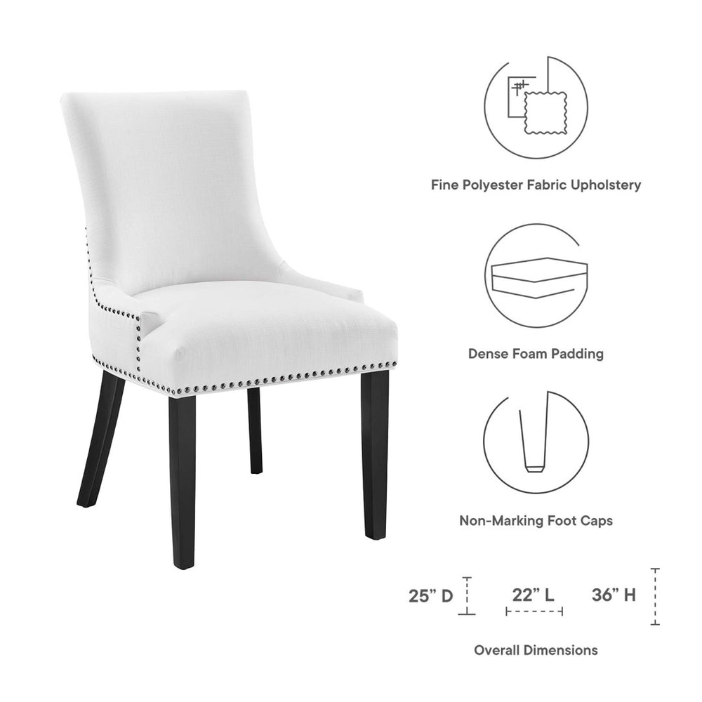 Modway Furniture Marquis Fabric Dining Chair - Elegant Hourglass Design with Nailhead Trim for Modern Comfort & Style White EEI-2229-WHI