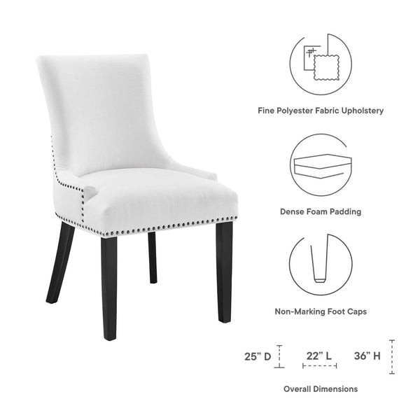 Modway Furniture Marquis Fabric Dining Chair - Elegant Hourglass Design with Nailhead Trim for Modern Comfort & Style White EEI-2229-WHI