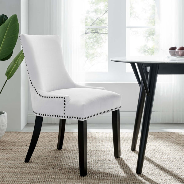 Modway Furniture Marquis Fabric Dining Chair - Elegant Hourglass Design with Nailhead Trim for Modern Comfort & Style White EEI-2229-WHI
