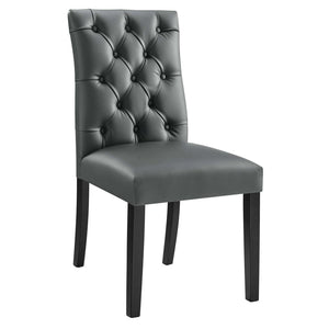 Modway Furniture Duchess Button Tufted Vegan Leather Dining Chair - Elegant Comfort for Dining Rooms & Living Spaces Gray EEI-2230-GRY