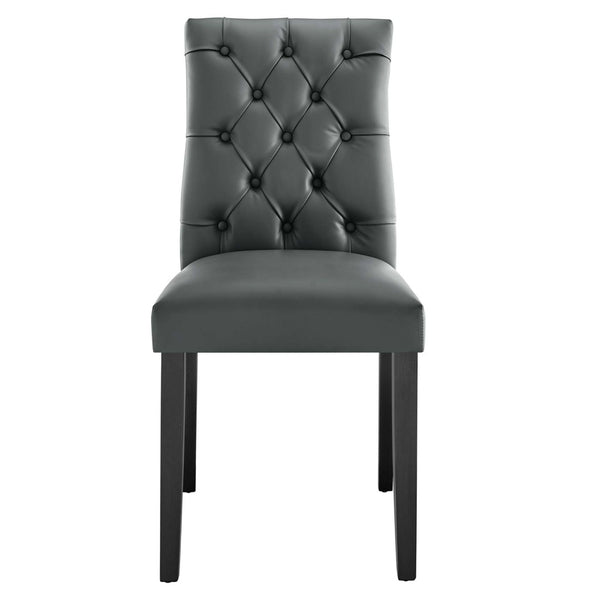 Modway Furniture Duchess Button Tufted Vegan Leather Dining Chair - Elegant Comfort for Dining Rooms & Living Spaces Gray EEI-2230-GRY