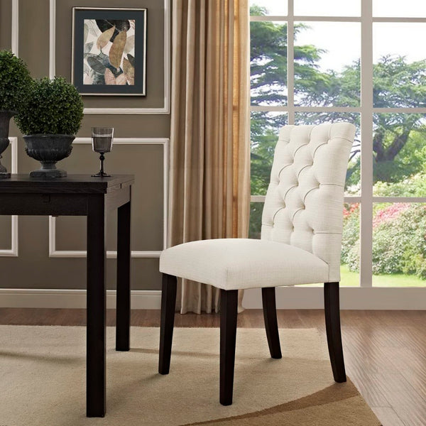 Modway Furniture Duchess Button Tufted Fabric Dining Chair - Timeless Elegance, Comfort, and Versatile Style for Home Beige EEI-2231-BEI