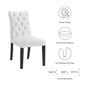 Modway Furniture Duchess Button Tufted Fabric Dining Chair - Timeless Elegance, Comfort, and Versatile Style for Home White EEI-2231-WHI