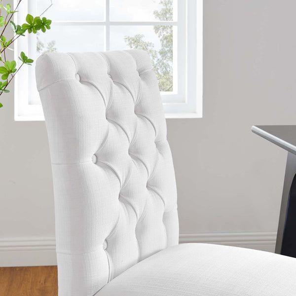 Modway Furniture Duchess Button Tufted Fabric Dining Chair - Timeless Elegance, Comfort, and Versatile Style for Home White EEI-2231-WHI