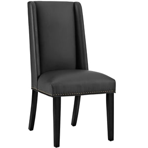 Modway Furniture Baron Vegan Leather Dining Chair - Elegant Parsons Design with Nailhead Trim and Durable Comfort Black EEI-2232-BLK