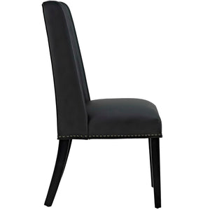Modway Furniture Baron Vegan Leather Dining Chair - Elegant Parsons Design with Nailhead Trim and Durable Comfort Black EEI-2232-BLK