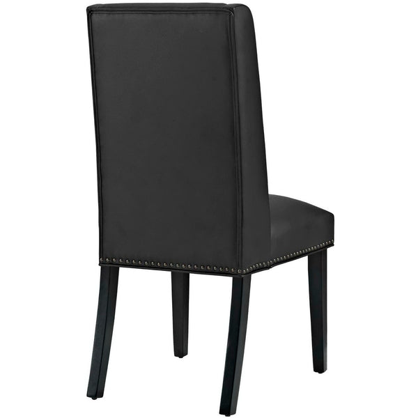 Modway Furniture Baron Vegan Leather Dining Chair - Elegant Parsons Design with Nailhead Trim and Durable Comfort Black EEI-2232-BLK