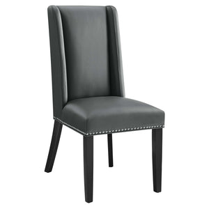 Modway Furniture Baron Vegan Leather Dining Chair - Elegant Parsons Design with Nailhead Trim and Durable Comfort Gray EEI-2232-GRY