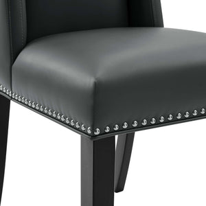 Modway Furniture Baron Vegan Leather Dining Chair - Elegant Parsons Design with Nailhead Trim and Durable Comfort Gray EEI-2232-GRY