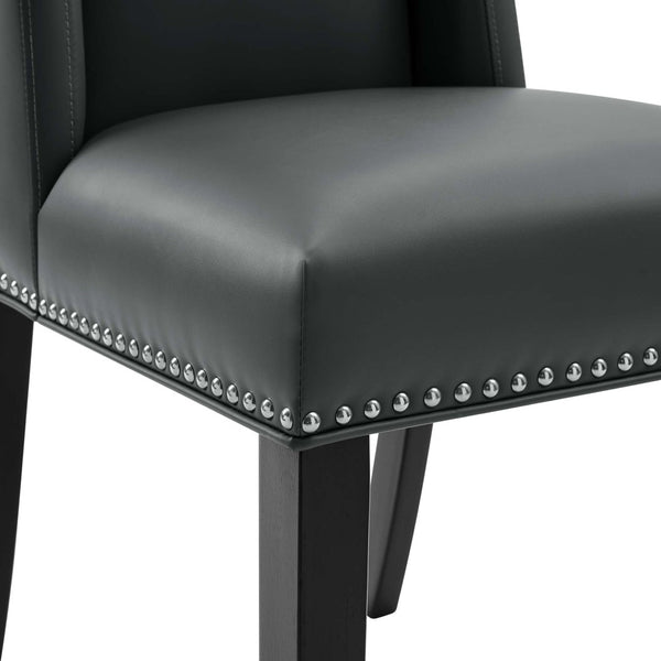 Modway Furniture Baron Vegan Leather Dining Chair - Elegant Parsons Design with Nailhead Trim and Durable Comfort Gray EEI-2232-GRY