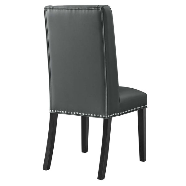 Modway Furniture Baron Vegan Leather Dining Chair - Elegant Parsons Design with Nailhead Trim and Durable Comfort Gray EEI-2232-GRY