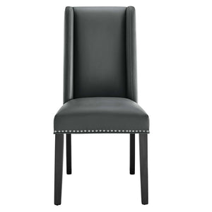 Modway Furniture Baron Vegan Leather Dining Chair - Elegant Parsons Design with Nailhead Trim and Durable Comfort Gray EEI-2232-GRY