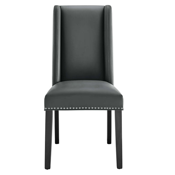 Modway Furniture Baron Vegan Leather Dining Chair - Elegant Parsons Design with Nailhead Trim and Durable Comfort Gray EEI-2232-GRY