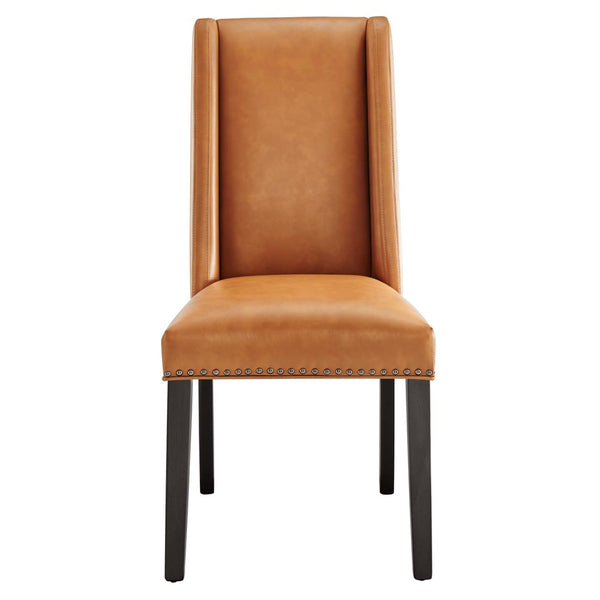 Modway Furniture Baron Vegan Leather Dining Chair - Elegant Parsons Design with Nailhead Trim and Durable Comfort Tan EEI-2232-TAN