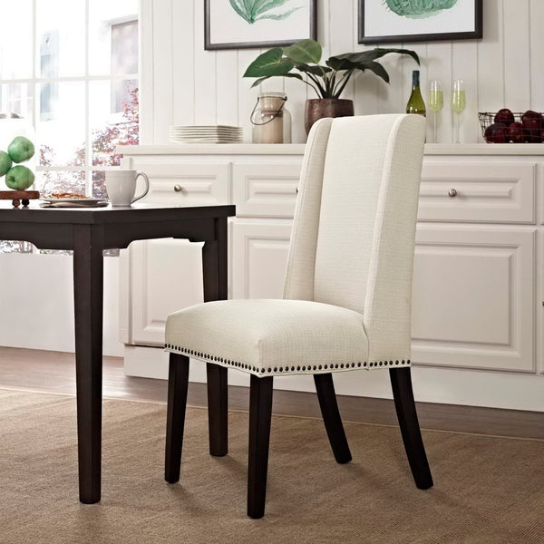 Modway Furniture Baron Fabric Dining Chair by Modway - Timeless Elegance with Plush Comfort for Any Space Beige EEI-2233-BEI
