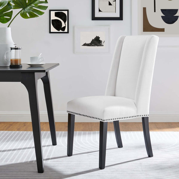 Modway Furniture Baron Fabric Dining Chair by Modway - Timeless Elegance with Plush Comfort for Any Space White EEI-2233-WHI