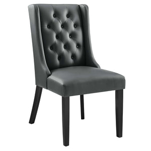 Modway Furniture Baronet Button Tufted Vegan Leather Dining Chair - Stylish Comfort for Modern Dining & Living Spaces Gray EEI-2234-GRY
