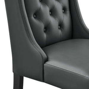 Modway Furniture Baronet Button Tufted Vegan Leather Dining Chair - Stylish Comfort for Modern Dining & Living Spaces Gray EEI-2234-GRY