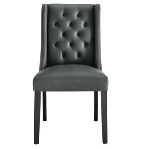 Modway Furniture Baronet Button Tufted Vegan Leather Dining Chair - Stylish Comfort for Modern Dining & Living Spaces Gray EEI-2234-GRY