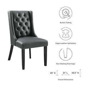 Modway Furniture Baronet Button Tufted Vegan Leather Dining Chair - Stylish Comfort for Modern Dining & Living Spaces Gray EEI-2234-GRY