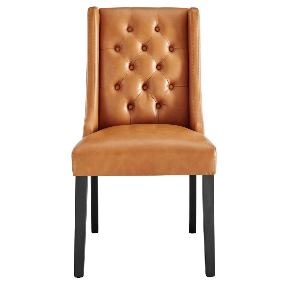 Modway Furniture Baronet Button Tufted Vegan Leather Dining Chair - Stylish Comfort for Modern Dining & Living Spaces Tan EEI-2234-TAN