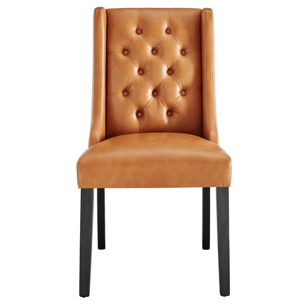 Modway Furniture Baronet Button Tufted Vegan Leather Dining Chair - Stylish Comfort for Modern Dining & Living Spaces Tan EEI-2234-TAN