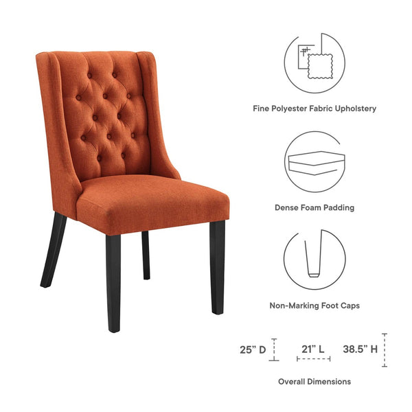 Modway Furniture Baronet Button Tufted Fabric Dining Chair - Elegant, Comfortable Seating for Dining and Living Spaces Orange EEI-2235-ORA