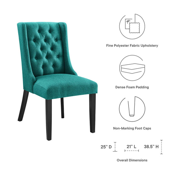 Modway Furniture Baronet Button Tufted Fabric Dining Chair - Elegant, Comfortable Seating for Dining and Living Spaces Teal EEI-2235-TEA