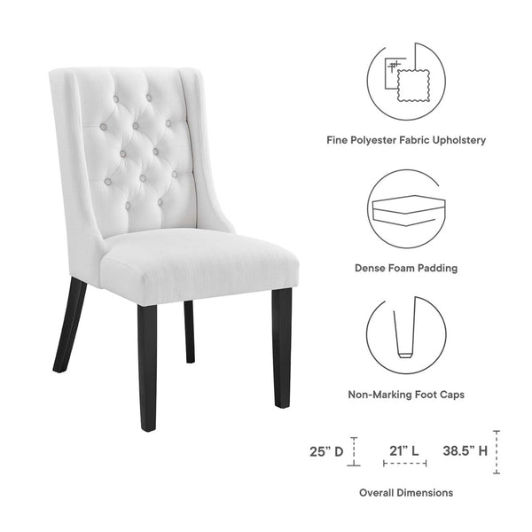 Modway Furniture Baronet Button Tufted Fabric Dining Chair - Elegant, Comfortable Seating for Dining and Living Spaces White EEI-2235-WHI