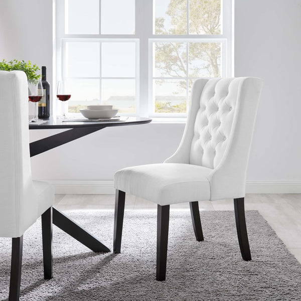 Modway Furniture Baronet Button Tufted Fabric Dining Chair - Elegant, Comfortable Seating for Dining and Living Spaces White EEI-2235-WHI