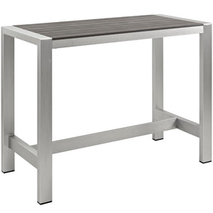 Modway Furniture Shore Outdoor Patio Aluminum Bar Table - Modern, Durable Design for Stylish Outdoor Entertaining EEI-2253-SLV-GRY