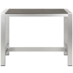 Modway Furniture Shore Outdoor Patio Aluminum Bar Table - Modern, Durable Design for Stylish Outdoor Entertaining EEI-2253-SLV-GRY