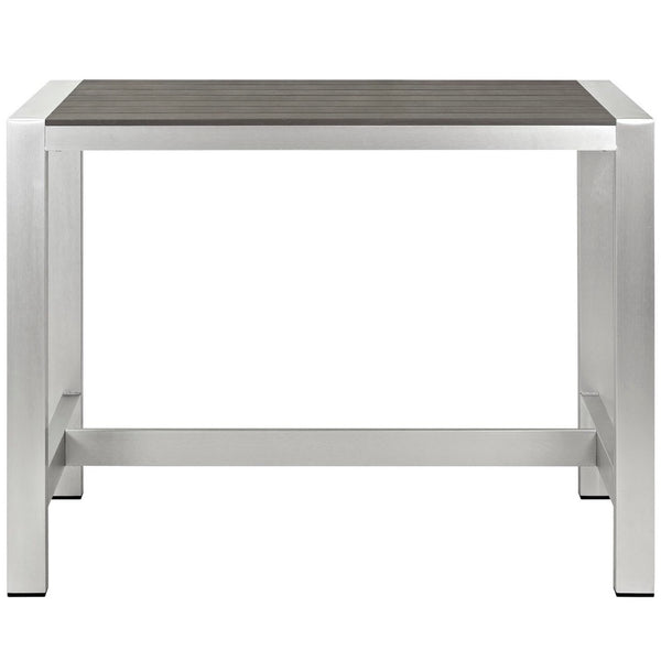 Modway Furniture Shore Outdoor Patio Aluminum Bar Table - Modern, Durable Design for Stylish Outdoor Entertaining EEI-2253-SLV-GRY