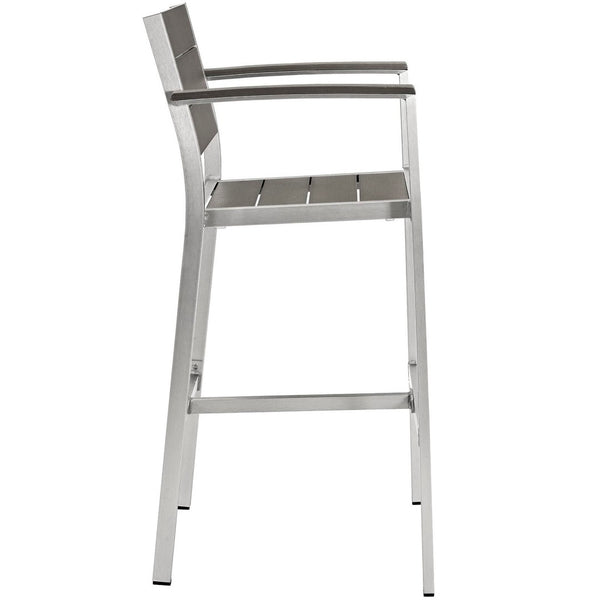 Modway Furniture Shore Outdoor Patio Aluminum Bar Stool - Sleek Silver Gray Design for Modern Outdoor Gatherings EEI-2254-SLV-GRY