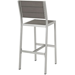 Modway Furniture Shore Outdoor Aluminum Armless Bar Stool – Stylish, Durable, Easy-Clean Design for Modern Patios EEI-2255-SLV-GRY