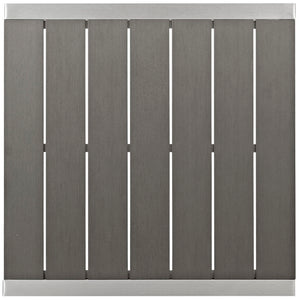 Modway Furniture Shore Outdoor Patio Bar Table - Modern Aluminum Design with Wood Accents for Stylish Gatherings EEI-2256-SLV-GRY