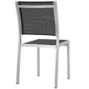Modway Furniture Shore Outdoor Patio Side Chair - Durable Aluminum Frame, Breathable Mesh for Ultimate Comfort Silver Black EEI-2259-SLV-BLK