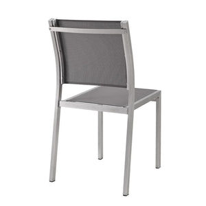 Modway Furniture Shore Outdoor Patio Side Chair - Durable Aluminum Frame, Breathable Mesh for Ultimate Comfort Silver Gray EEI-2259-SLV-GRY