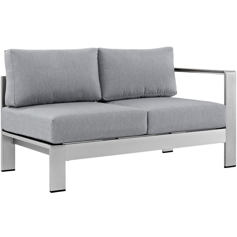 Modway Furniture Shore Right-Arm Corner Sectional Loveseat for Outdoor Comfort, Durable Aluminum Frame & Cushions Silver Gray EEI-2262-SLV-GRY