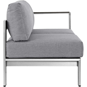 Modway Furniture Shore Right-Arm Corner Sectional Loveseat for Outdoor Comfort, Durable Aluminum Frame & Cushions Silver Gray EEI-2262-SLV-GRY