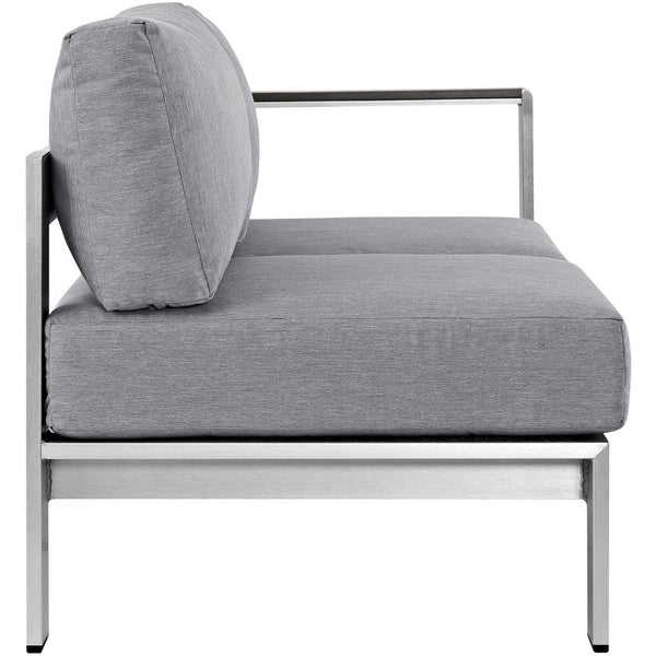 Modway Furniture Shore Right-Arm Corner Sectional Loveseat for Outdoor Comfort, Durable Aluminum Frame & Cushions Silver Gray EEI-2262-SLV-GRY
