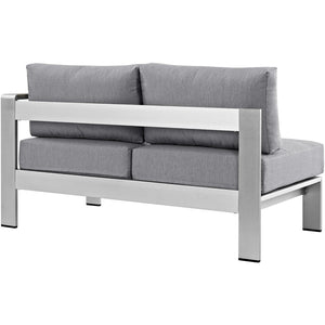 Modway Furniture Shore Right-Arm Corner Sectional Loveseat for Outdoor Comfort, Durable Aluminum Frame & Cushions Silver Gray EEI-2262-SLV-GRY