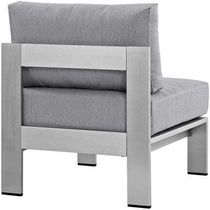 Modway Furniture Shore Armless Outdoor Patio Aluminum Chair – Stylish, Durable Seating for Modern Outdoor Living Spaces Silver Gray EEI-2263-SLV-GRY